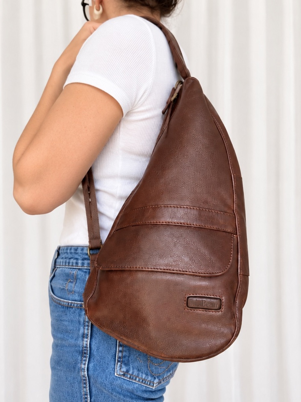 Vintage 90s L.L.Bean AmeriBag Leather Sling Backpack Unisex
